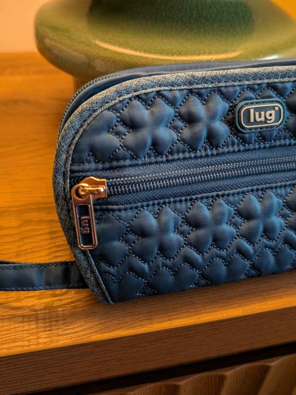 lug Quilted Cosmetic Wristlet - Teal Blue